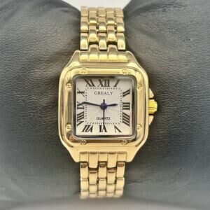 Grealy Gold Tone Square Dial Women’s Quartz Watch 25mm Working